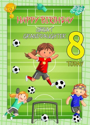 Kids 8th Birthday Football Card for Great Granddaughter