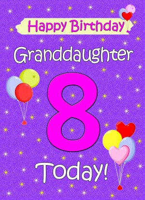 Granddaughter 8th Birthday Card (Lilac)