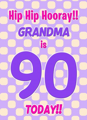 Grandma 90th Birthday Card (Purple Spots)