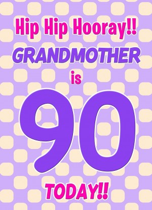 Grandmother 90th Birthday Card (Purple Spots)