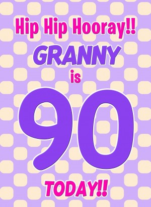 Granny 90th Birthday Card (Purple Spots)