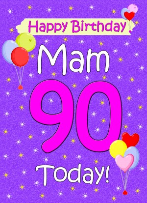Mam 90th Birthday Card (Lilac)