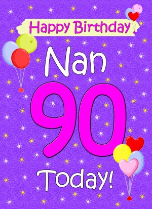 Nan 90th Birthday Card (Lilac)