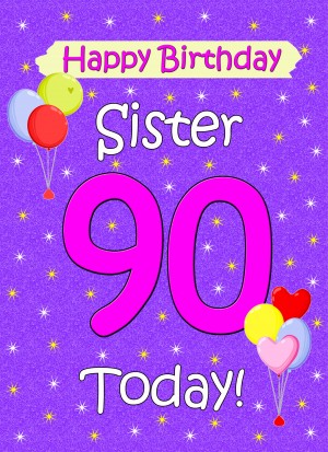 Sister 90th Birthday Card (Lilac)