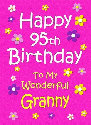 Granny 95th Birthday Card (Pink)