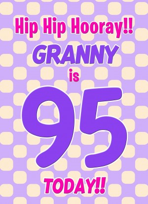 Granny 95th Birthday Card (Purple Spots)