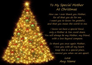 Personalised Christmas Verse Poem Greeting Card (Special Mother, from Son, Black)