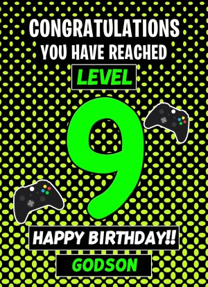 Godson 9th Birthday Card (Level Up Gamer)