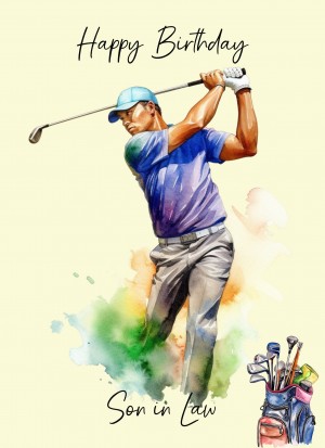 Golf Watercolour Art Birthday Card for Son in Law
