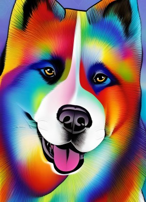Akita Dog Colourful Abstract Art Blank Greeting Card