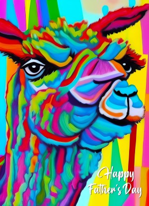 Alpaca Animal Colourful Abstract Art Fathers Day Card