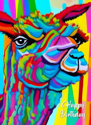 Alpaca Animal Colourful Abstract Art Birthday Card