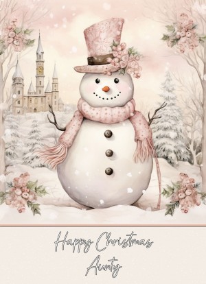 Snowman Art Christmas Card For Aunty (Design 2)