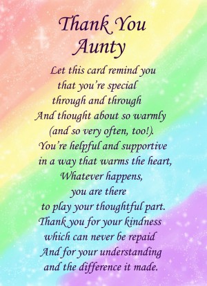 Thank You 'Aunty' Poem Verse Greeting Card