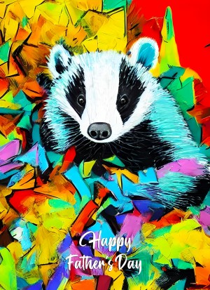 Badger Animal Colourful Abstract Art Fathers Day Card