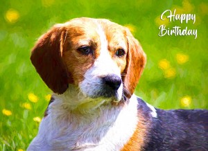 Beagle Art Birthday Card