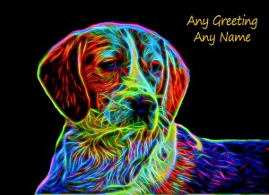 Personalised Beagle Neon Art Greeting Card (Birthday, Christmas, Any Occasion)