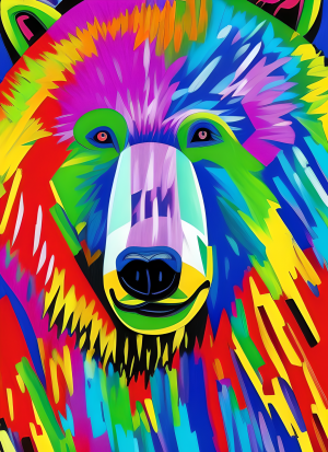 Bear Animal Colourful Abstract Art Blank Greeting Card