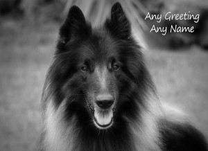 Personalised Belgian Shepherd Black and White Art Greeting Card (Birthday, Christmas, Any Occasion)