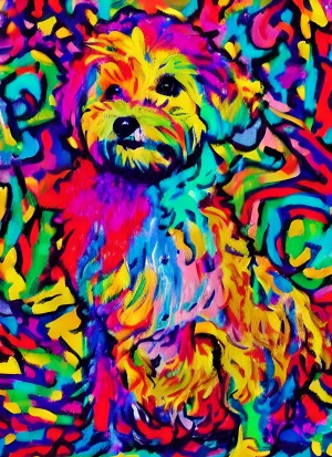 Bichon Frise Dog Colourful Abstract Art Blank Greeting Card