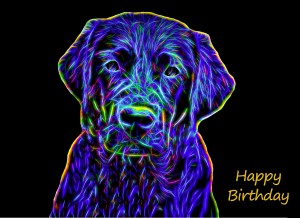 Black Labrador Neon Art Birthday Card