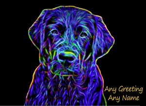 Personalised Black Labrador Neon Art Greeting Card (Birthday, Christmas, Any Occasion)