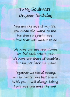 Romantic Birthday Verse Poem Card (Soulmate)
