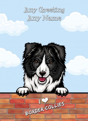 Personalised Border Collie Dog Birthday Card (Art, Clouds)