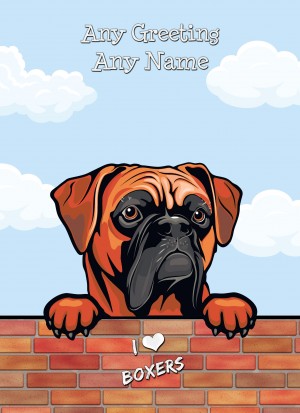 Personalised Boxer Dog Birthday Card (Art, Clouds)