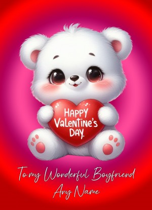Personalised Valentines Day Card for Boyfriend (Cuddly Bear Heart)