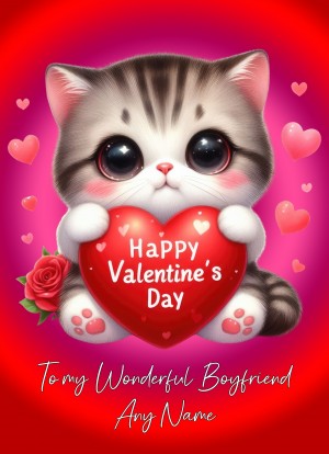 Personalised Valentines Day Card for Boyfriend (Cat)