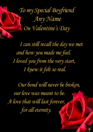 Personalised Valentines Day 'Special Boyfriend' Verse Poem Greeting Card