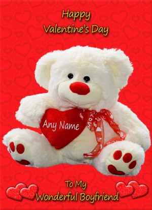 Personalised Valentines Day Teddy Bear 'Wonderful Boyfriend' Greeting Card