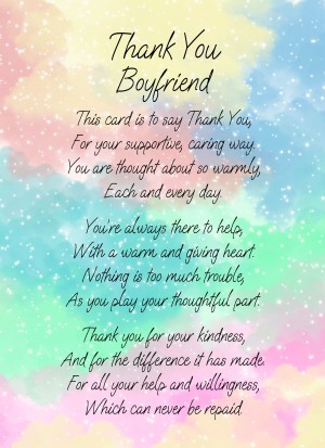 Thank You Poem Verse Card For Boyfriend