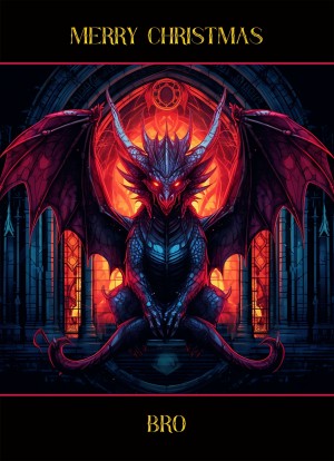 Gothic Fantasy Dragon Christmas Card For Bro (Design 3)