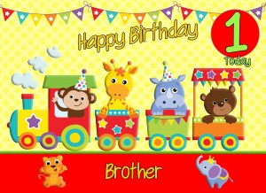 1st Birthday Card for Brother (Train Yellow)