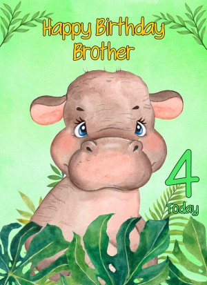 4th Birthday Card for Brother (Hippo)