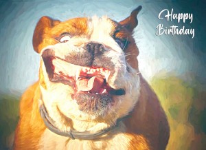 Bulldog Art Birthday Card