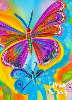 Butterfly Animal Colourful Abstract Art Birthday Card
