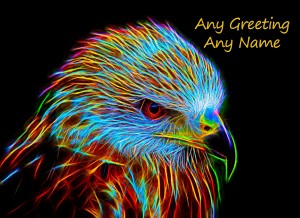 Personalised Buzzard Neon Art Greeting Card (Birthday, Christmas, Any Occasion)