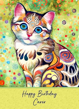 Birthday Card For Carer (Cat Art Painting)