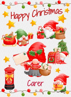 Christmas Card For Carer (Gnome, White)