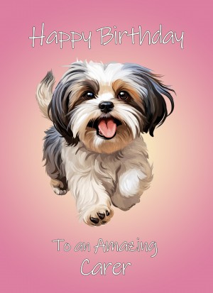 Shih Tzu Dog Birthday Card For Carer