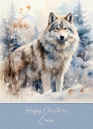Christmas Card For Carer (Fantasy Wolf Art)