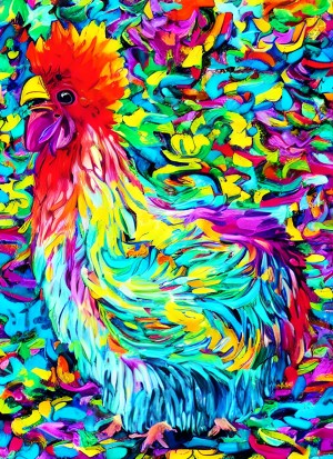 Chicken Animal Colourful Abstract Art Blank Greeting Card