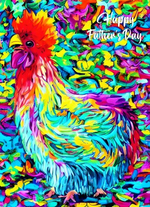 Chicken Animal Colourful Abstract Art Fathers Day Card