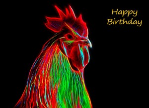 Chicken Neon Art Birthday Card