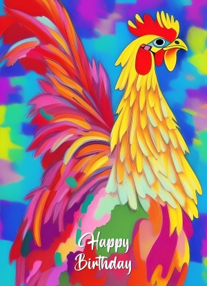 Chicken Animal Colourful Abstract Art Birthday Card