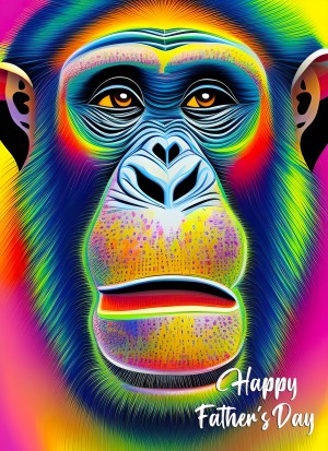 Chimpanzee Animal Colourful Abstract Art Fathers Day Card