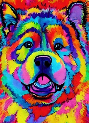 Chow Chow Dog Colourful Abstract Art Blank Greeting Card
